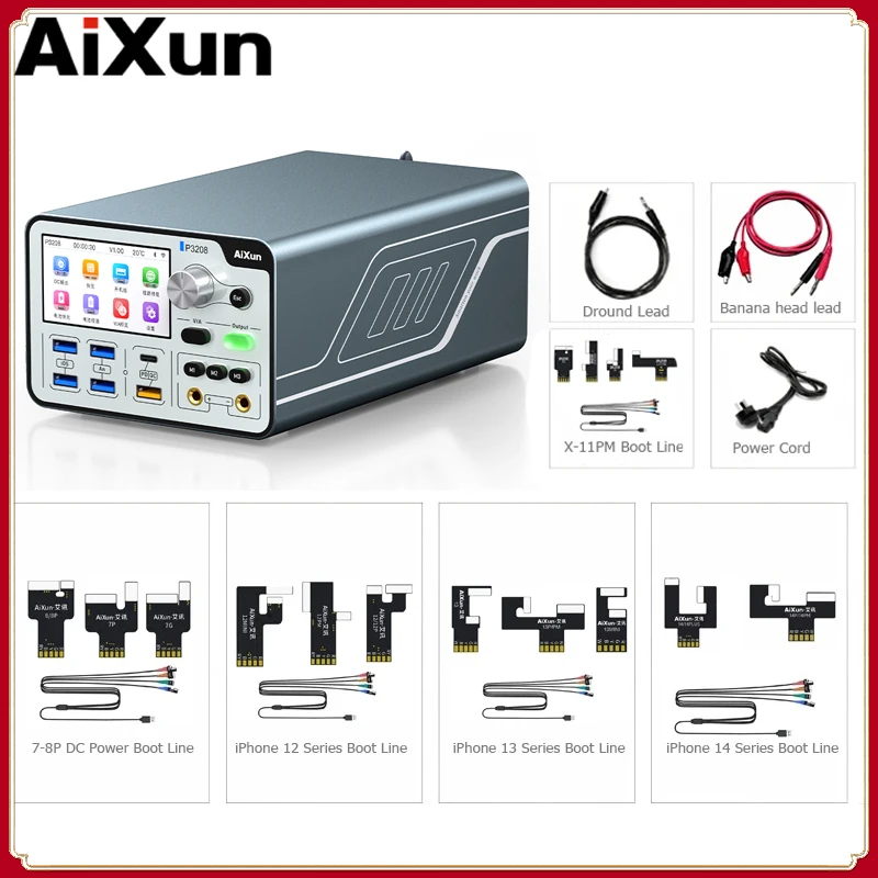 

Умный Регулируемый источник питания Aixun P3208 320 Вт 32 В/8A, регулируемый ток/напряжение, выходная мощность постоянного тока с одним ключом, кабель питания