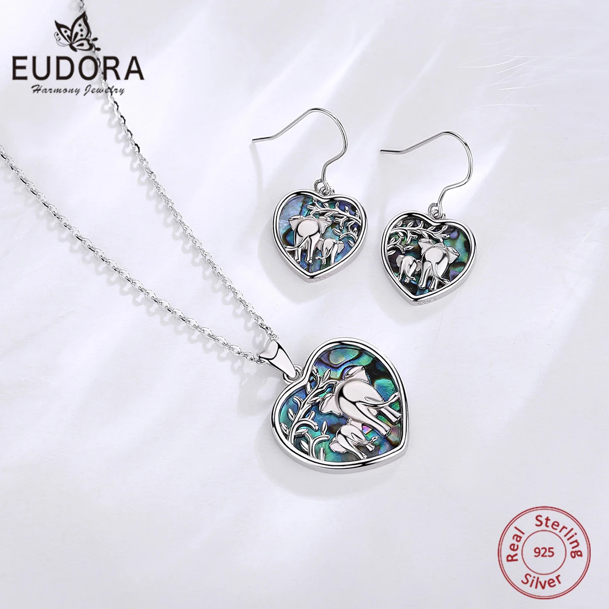 

Серьги и ожерелье EUDORA из серебра 925 пробы с изображением матери и ребенка