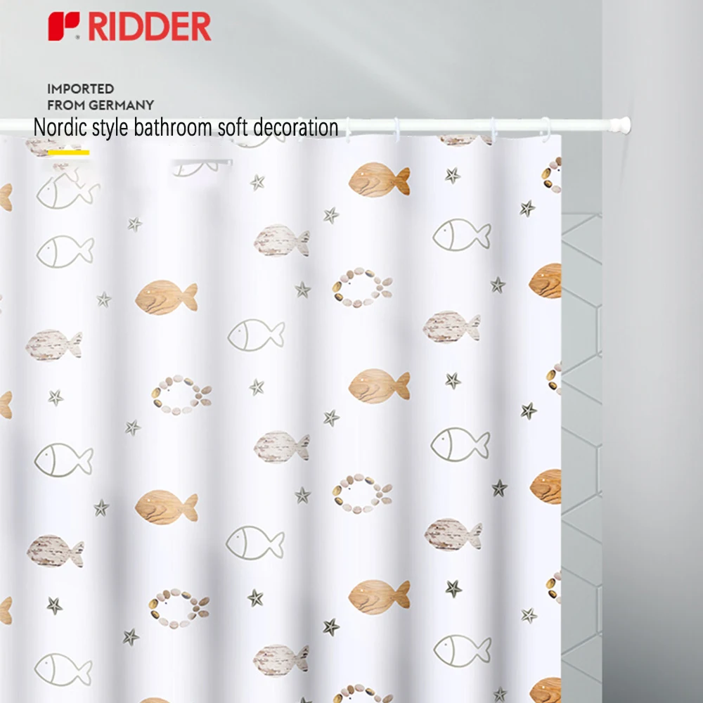 

180cm*200cm Nordic Wind Shower Curtain Ocean World Pattern Waterproof Anti-mildew Shower Curtain Bathroom Furniture Decoration