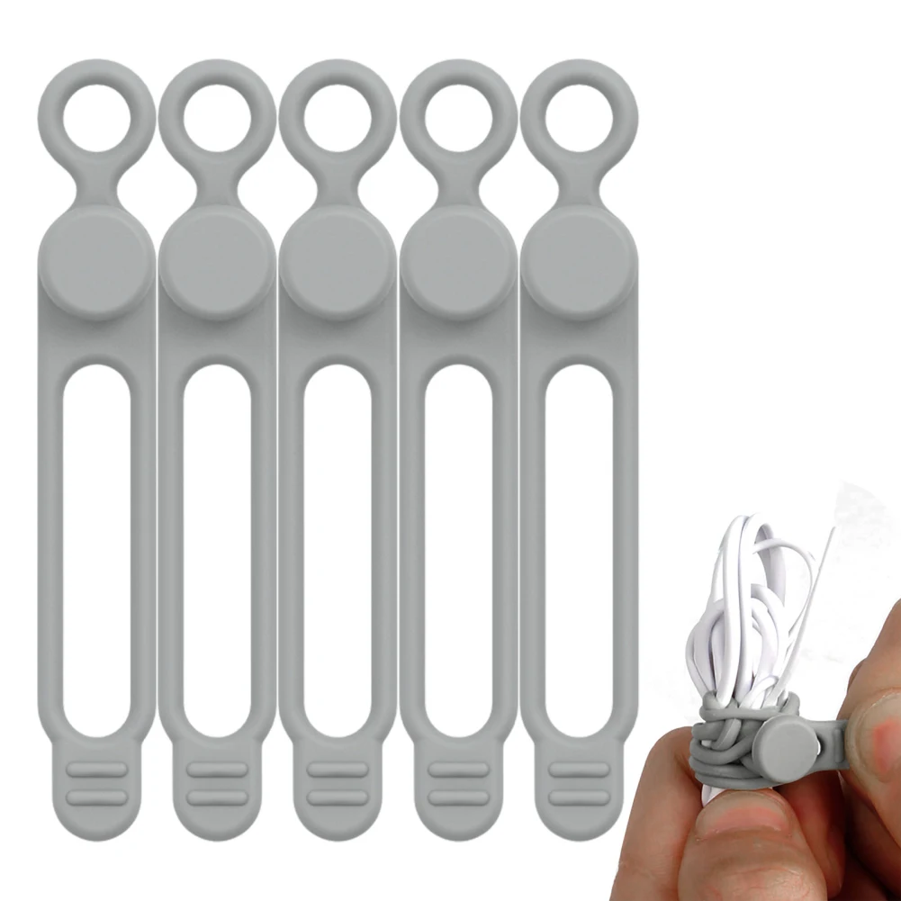 

5PCS Reusable Cord Organizer Keeper Holder, Fastening Cable Ties Straps For Earbud Headphones Phones Wire Wrap Managemen