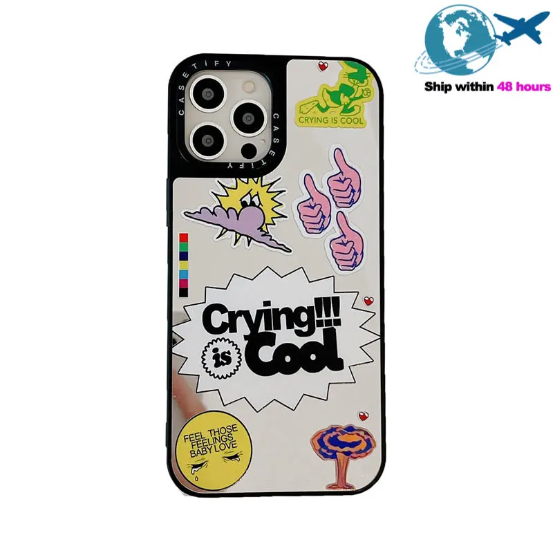 

Зеркальный чехол CASETIFY Cry Is Cool для IPhone 11 12 13 14ProMax 11 12 13 14Pro XsMax XR 7 8 SE 7P 8P 14 Plus, задняя крышка E0422