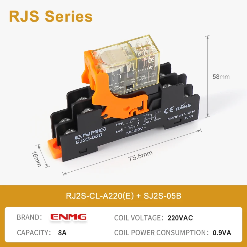 

ENMG DIN-рейка 2NO2NC G2RL-1-E Тонкое реле 16A Маленькое электромагнитное G2RL-2 DC 24Vdc Входной канал Светодиодный индикатор переходный однополярный
