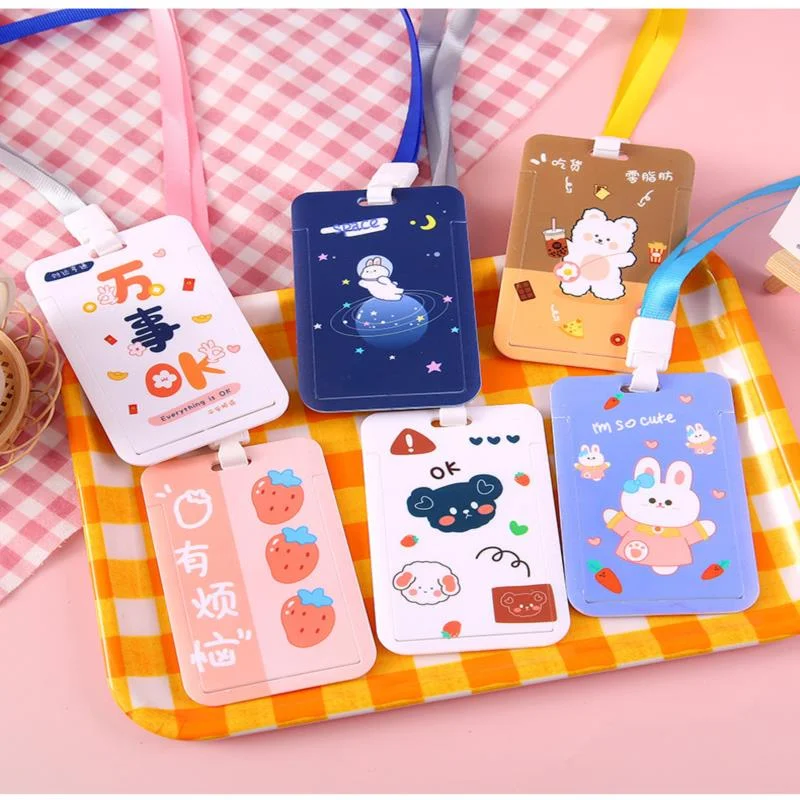 

Cartoon Cute Push-pull Card Set Kawai ID Card Credit Card Student Bus Card Hand Touch Visual Door ID Card Cover Work Card