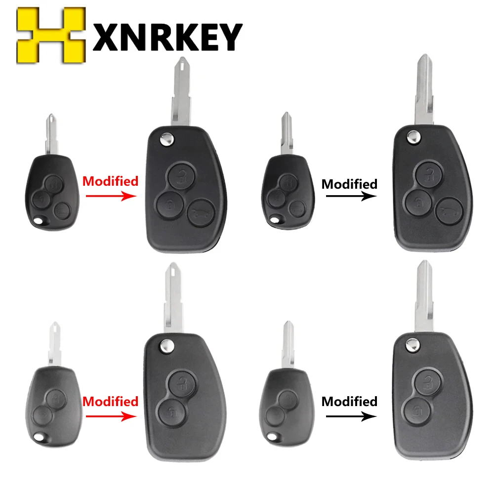 

XNRKEY Flip Folding Remote Car Modified Key Case Renault Megane 2/3 Button Clio Laguna Kangoo Dacia Modus Logan Espace Key Shell