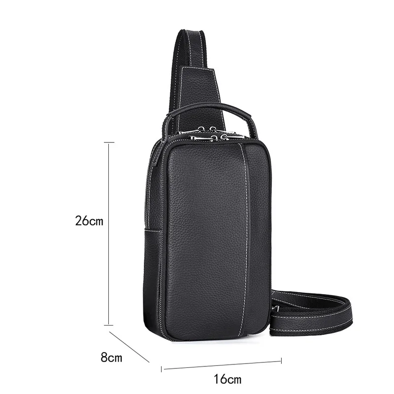 Fashion Chest Bag for Men Genuine Leather Sling Messenger Bag Shoulder Crossbody Bags Outdoor Male Daypack