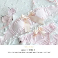 japanese underwear pink cat maid bralette no steel ring thin sponge pad one tube top girl underwear set