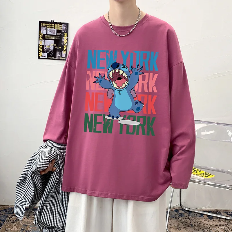 

New Men Cotton T-Shirt Long Sleeve Solid Round-neck Collar Tee Breathable Thin T-shirts Six Colors Slim Fit Business Tops