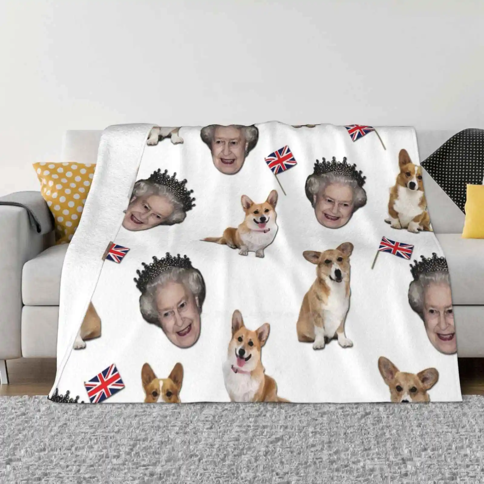 

Фланелевое Одеяло с рисунком королевы Елизаветы и корги, необычный дизайн, мягкое фланелевое одеяло для любимых собак
