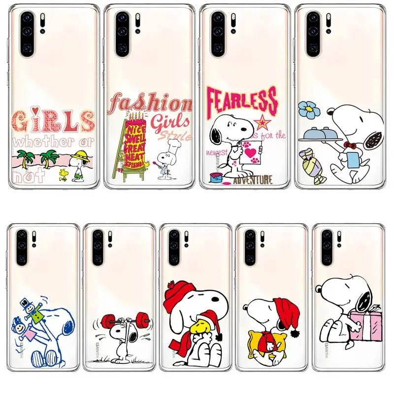 

BANDAI Snoopy Phone Case For Huawei P30 P20 Pro P40 Y5 Y6 Y7 2019 Mate 20 Lite P Smart Z Transparent Funda Shell Cover