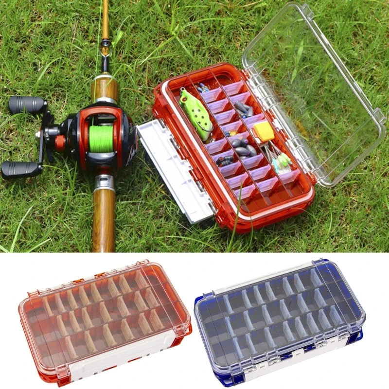 

Fishing Tackle Box Lure Storage with Dividers Double Sided Open Strength Container Baits Gear Accesories Fishing Tools