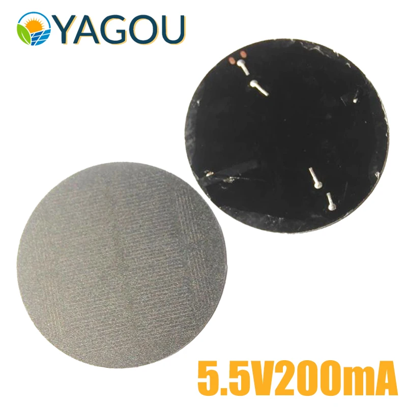 

YAGOU 5.5V 200mA Solar Panel Diameter 91mm DIY Solar Plate Toys Outdoor Mini Solar System Cell Battery Phone Chargers Home PET