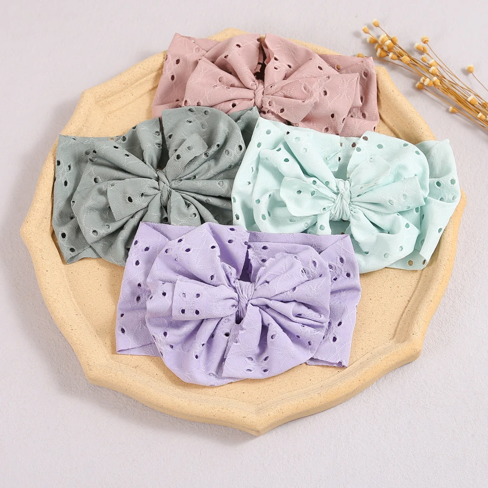 

Sweet Baby Bow Headband For Girls Hollow Out Headwear Pure Color Elastic Headwrap High Qualtity Hair Accessories For Baby Girls