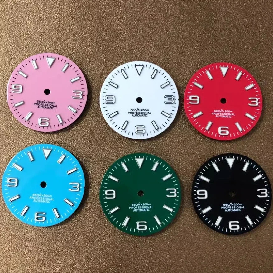 

28.5MM Watch Dial NH35 Dial Green Luminous Dial 369 Digital Watch Face + Hands for Japan Seiko NH35/NH36 Movement with S-logo