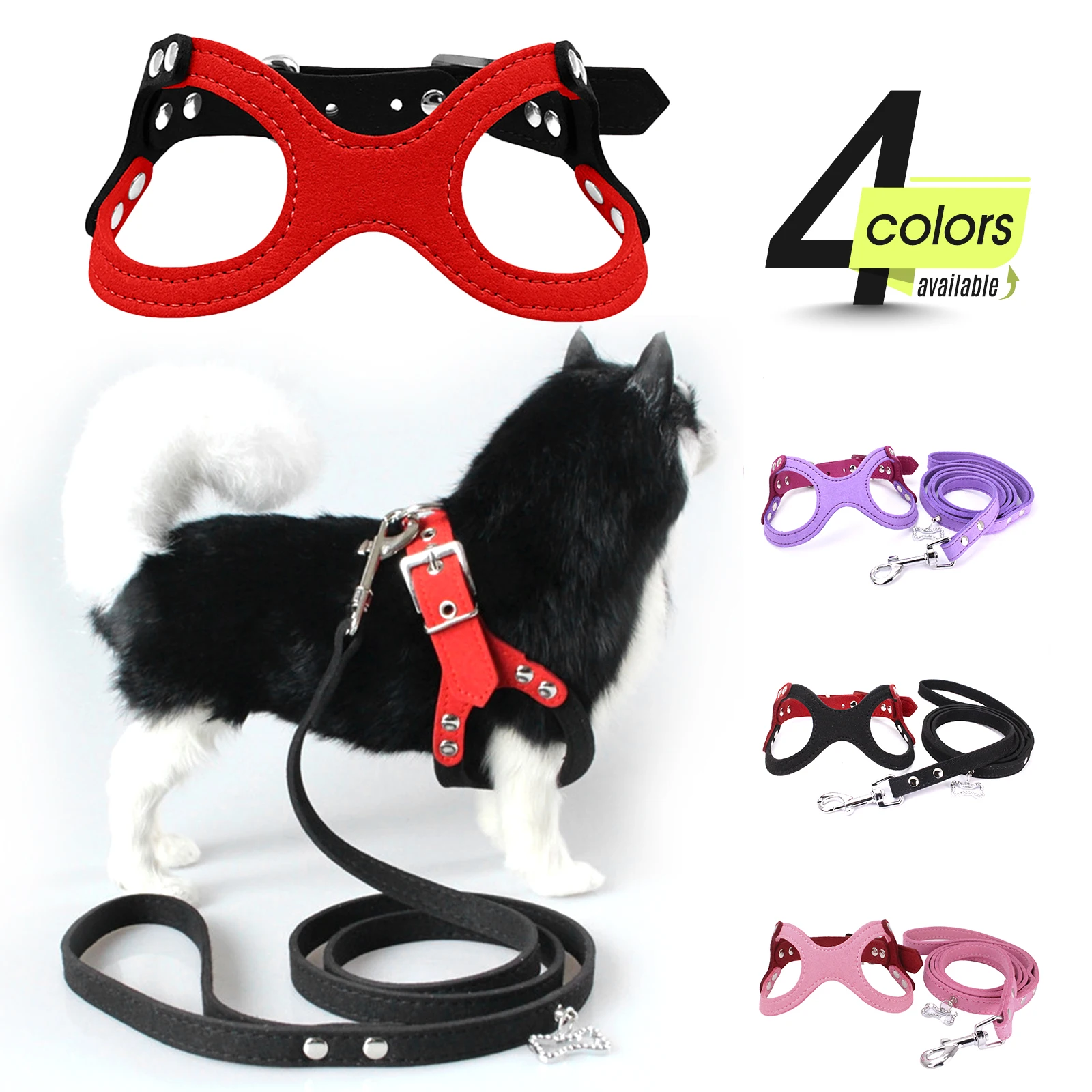 

Pet Dog Harness Soft SuedeSmall Dog Harness for Puppies Chihuahua Adjustable Chest Strap