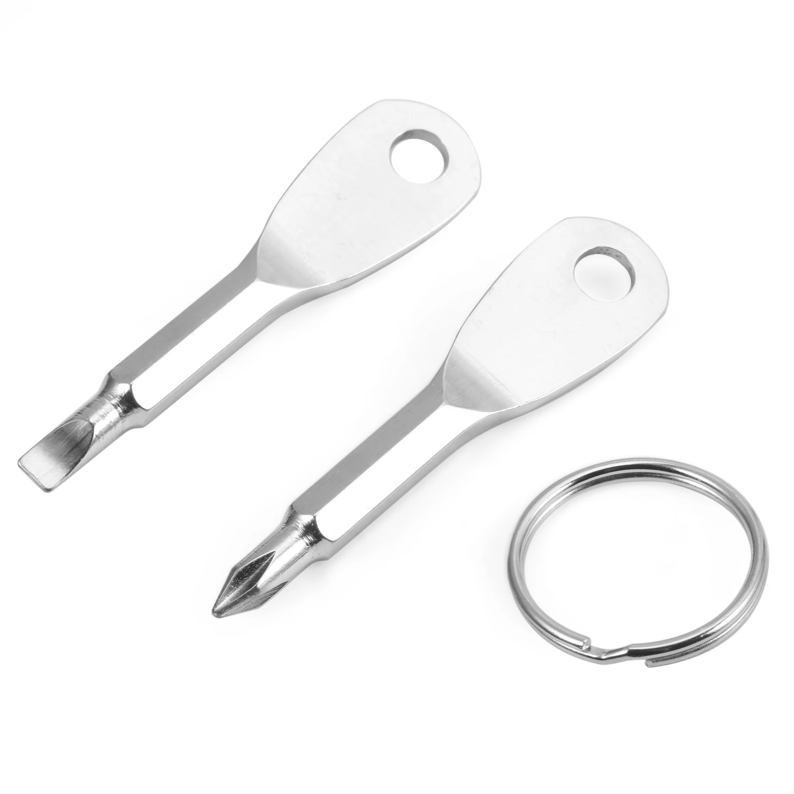 

OUTAD Portable Stainless Steel Screwdriver Flathead with Key Ring Screwdriver Keychain Pocket Size Multifunction Outdoor Tool