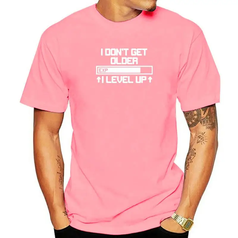 

Новинка, забавная футболка с надписью «I't Get Older I Level Up» для любителей игры на день рождения, праздничная футболка, хлопковые футболки с корот...