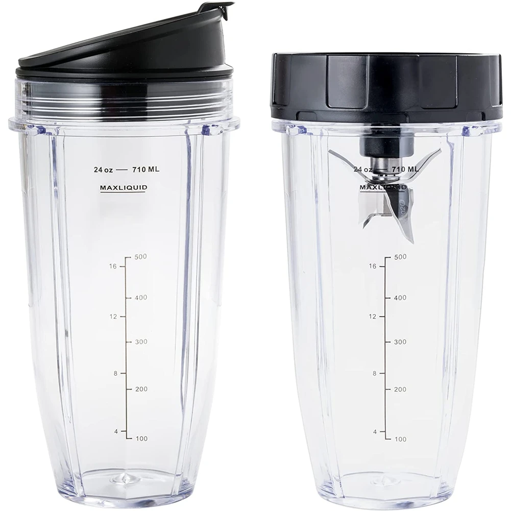 

2 Replacement 24 Oz Cups with Lid & Extractor Blade for Ninja Blender (Auto IQ BL480 BL482 BL642 NN102 BL682 BL450)