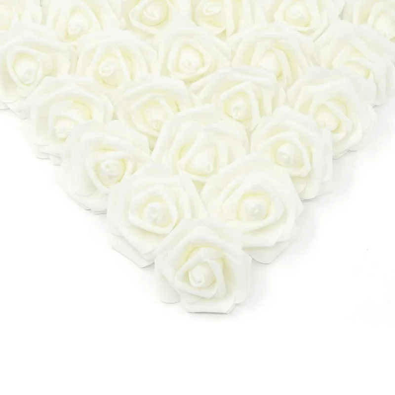 100 Pcs Artificial Rose Flower Heads Real Looking Foam Fake Roses for DIY Wedding Baby Shower Party Tables Home Decorations