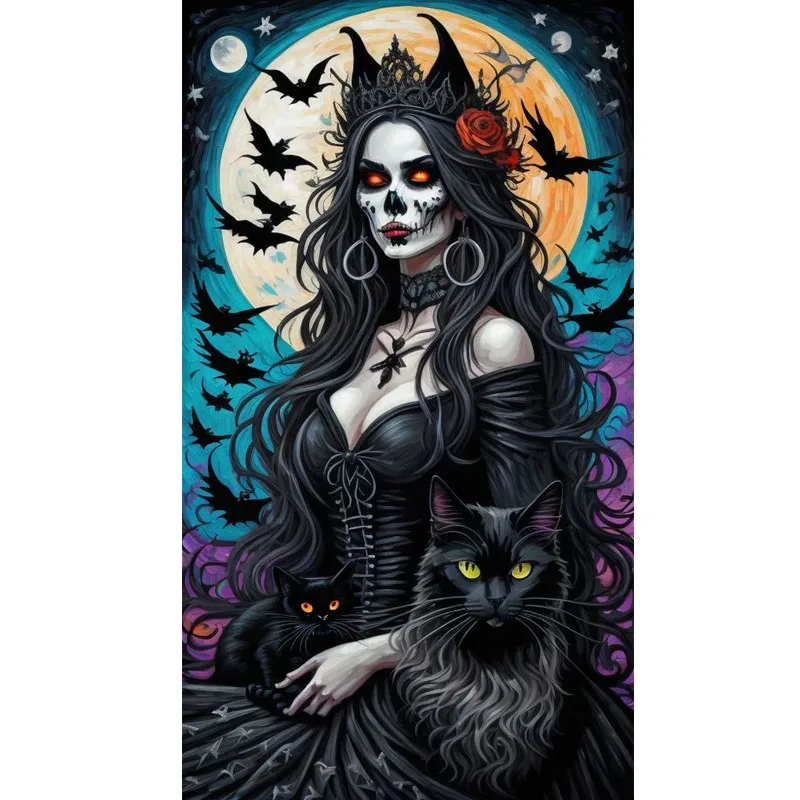 

Sunature Diamond Painting Art Full Square Round Drills Halloween Beauty Cat Crow Diamond Painting Kits