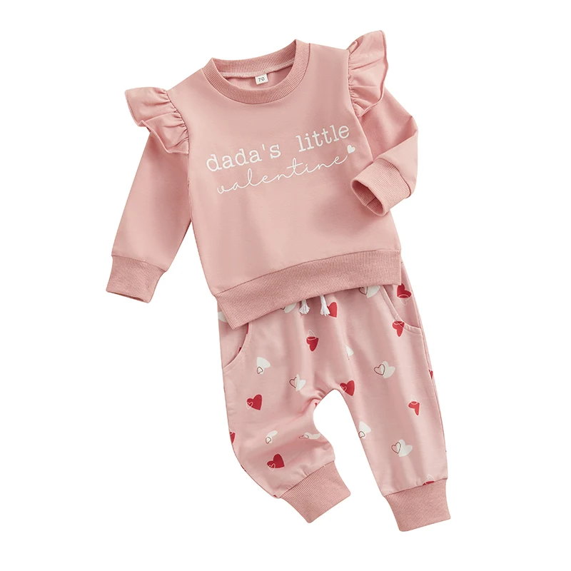 Зимняя одежда для маленьких девочек на День святого Валентина свитшот с