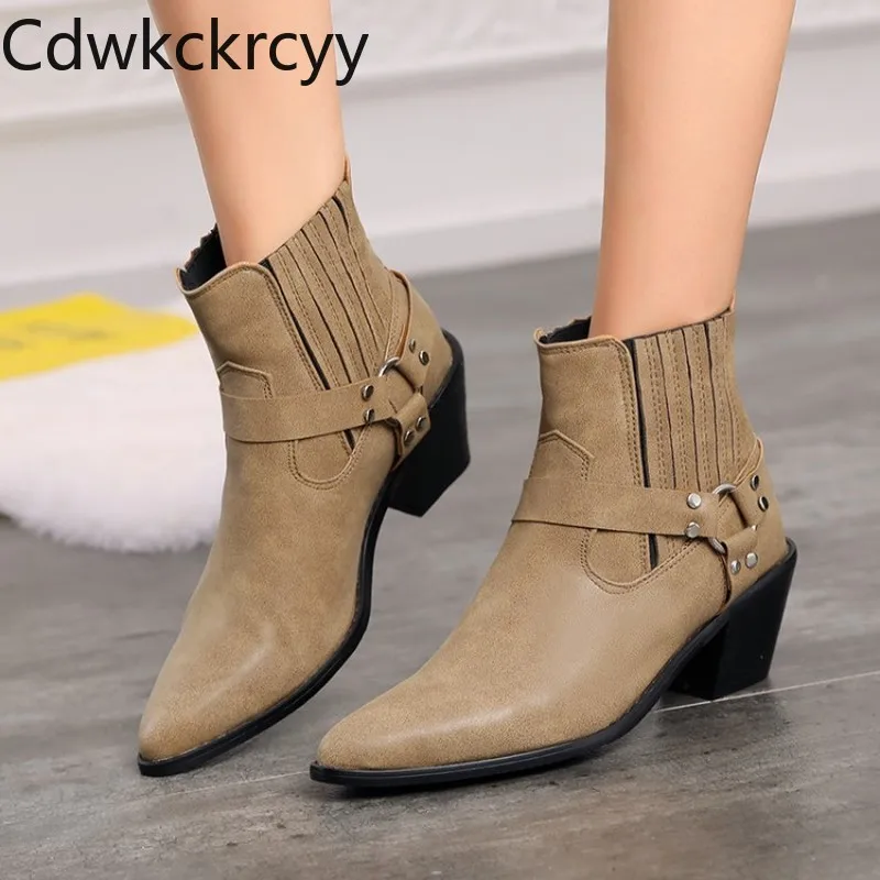 winter The New fashion Pointed Short tube boots gray yellow gray student Casual High heels Women boots size 34-46