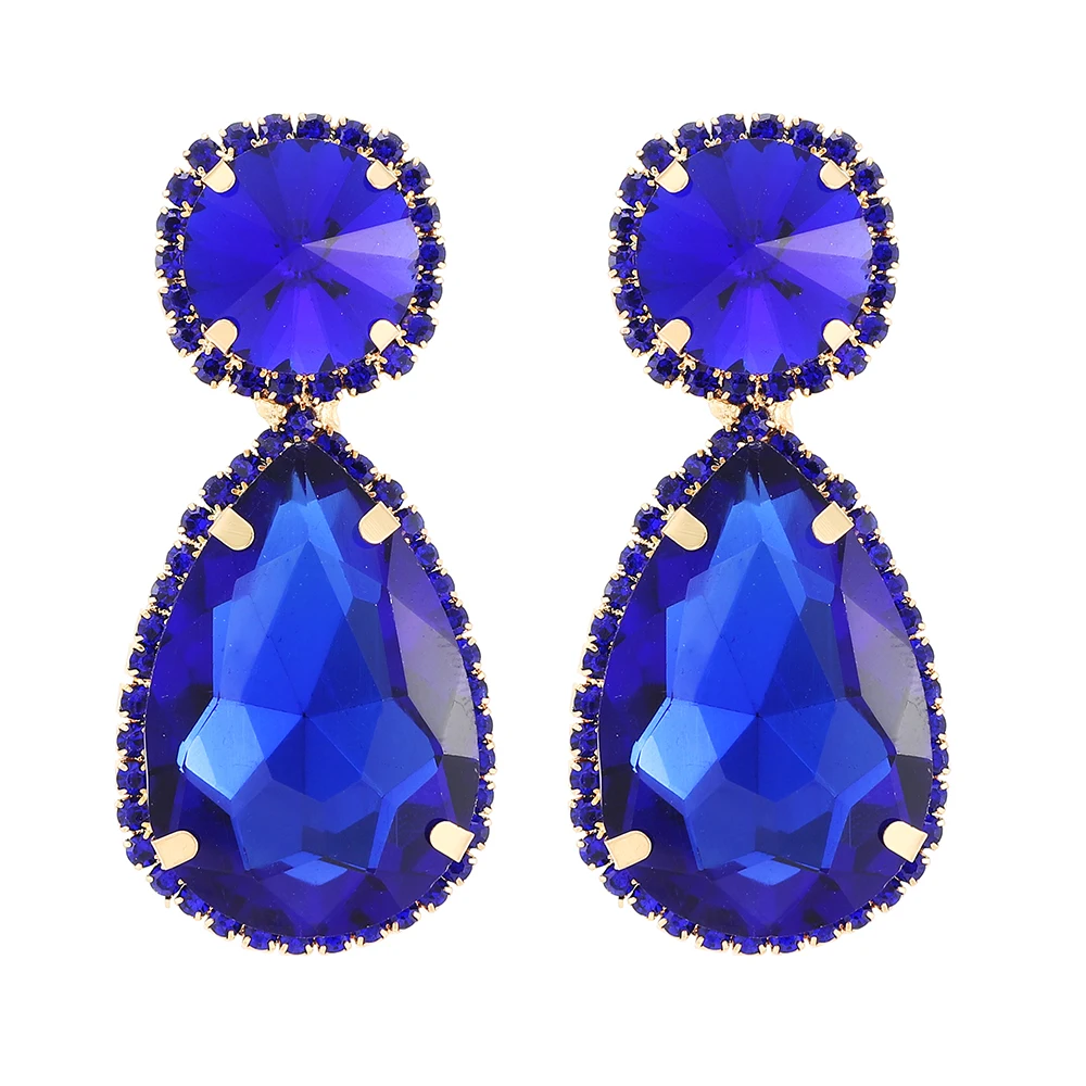 

Ztech Big Glass Rhinestone Pendant Cute Statement Earrings For Women Luxury Korean Fashion Jewelry 6 Color Elegant Accessories