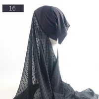 muslim women dot pompom instant chiffon hijab with cap chifon hijabs scarves with bonnet undercap wrap headscarf