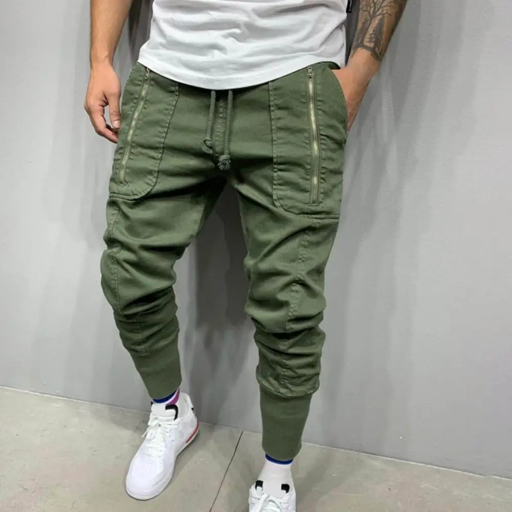 

Drawstring Fantastic Solid Color Men Long Pants Soft Texture Men Trousers Close Fitting for Dating