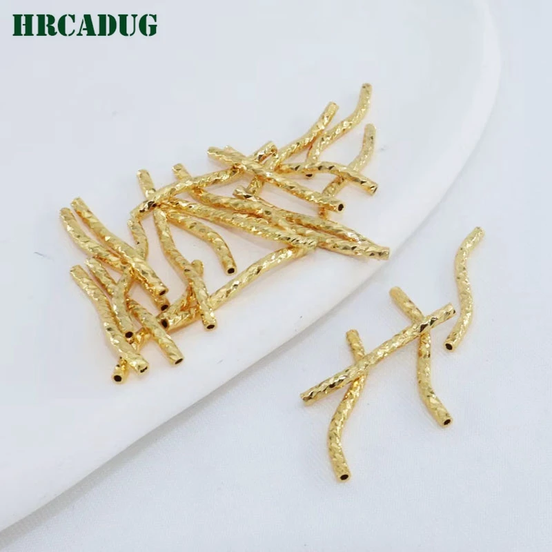DIY Accessories S Shape Curved Tube 18K Gold Plated Brass Metal Twisted Tube Beads Connectors For Jewellery Components Findings