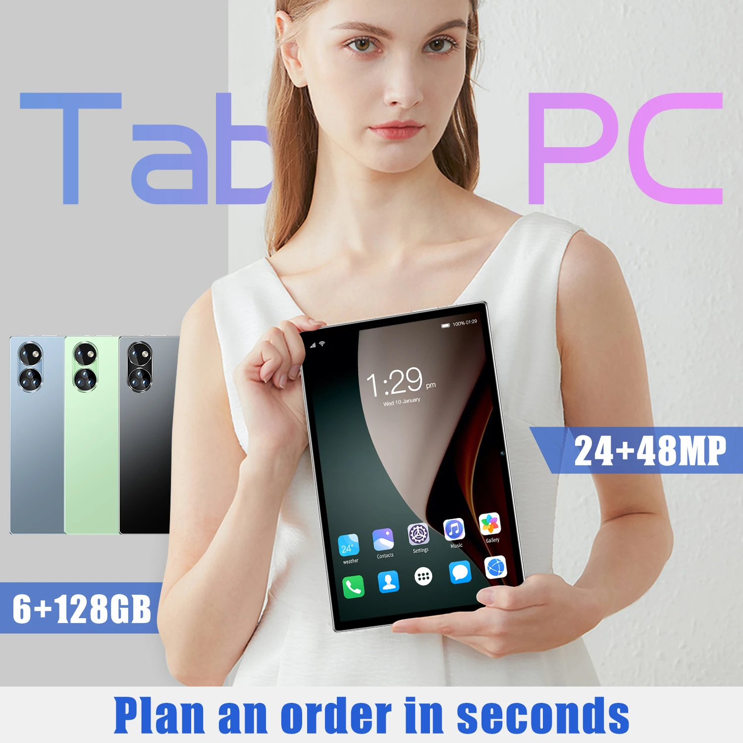 

Tab 13 Tablet Pad 10.1'' FHD+ Display 6GB 128GB MTK Helio G85 Octa core PC Mode 8000mAh 13MP Camera Android 12