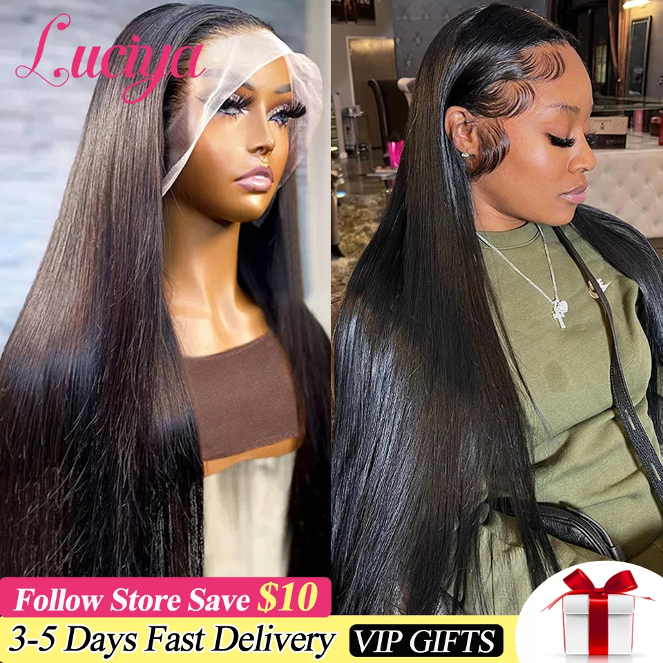 Straight 180 Density 13x4/13x6 Lace Front Human Hair Wigs Brazilian HD Transparent 4x4/5x5 Lace Closure Wig For Women PrePlucked