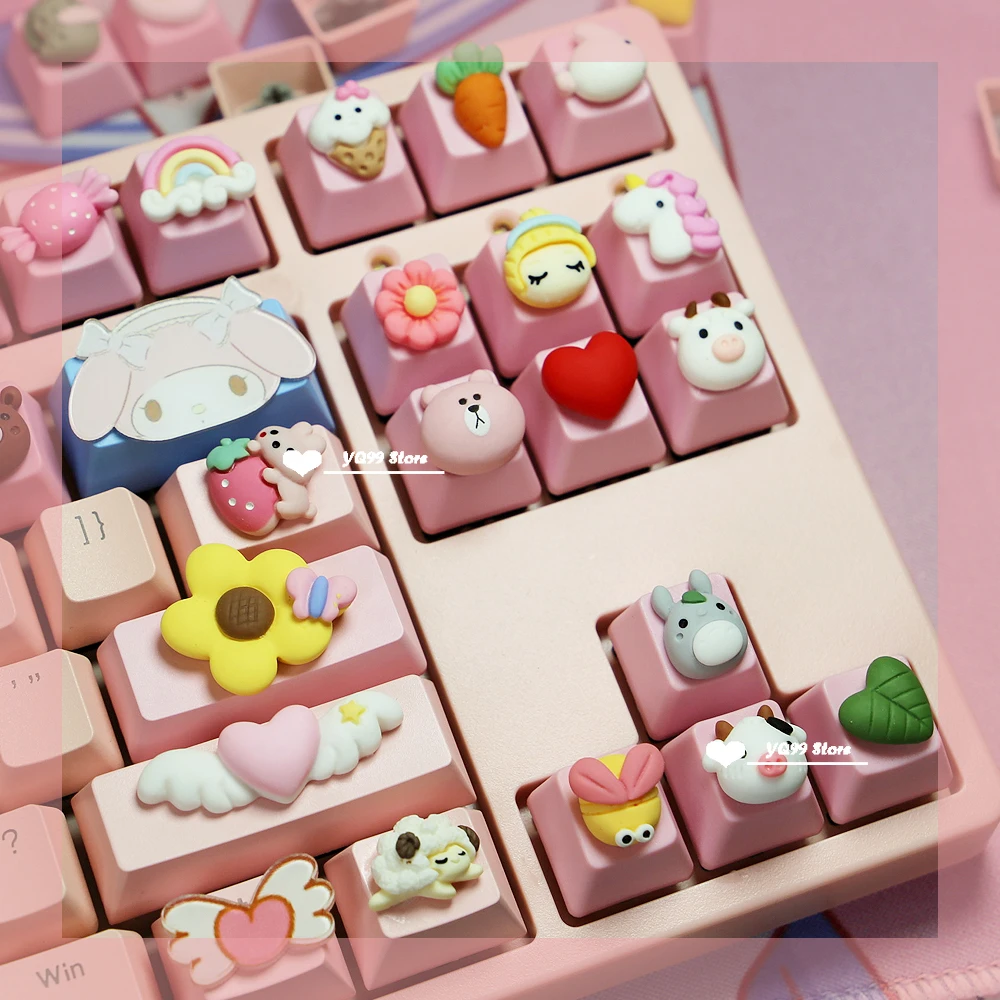 

Lovely Cartoon Anime Cute Cat Claw Beautiful Girl Pink Cute Keycaps Personalized Custom PBT Mechanical Keyboard Keycap R4 Key