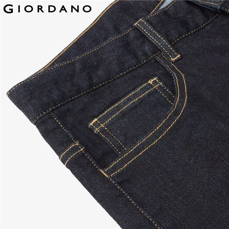 GIORDANO Men Denim Jeans Mid Rise Stretchy Quality Zipper Denim Pants Classic Five-Pocket Slim Comfy Casual Denim Pants 18112071