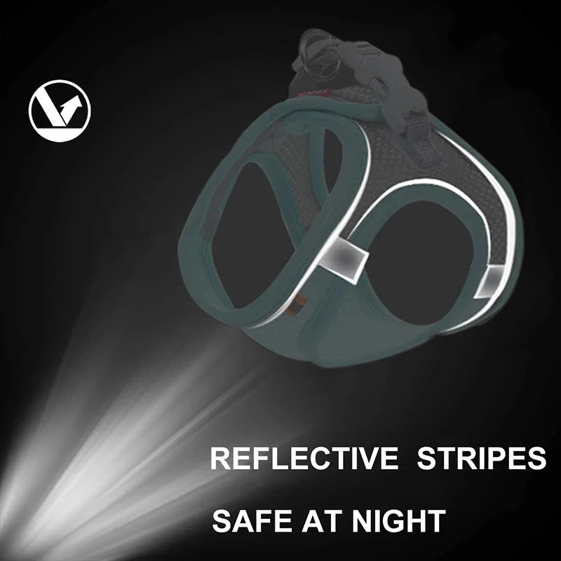 Шлейка для маленьких собак и кошек регулируемый Светоотражающий поводок