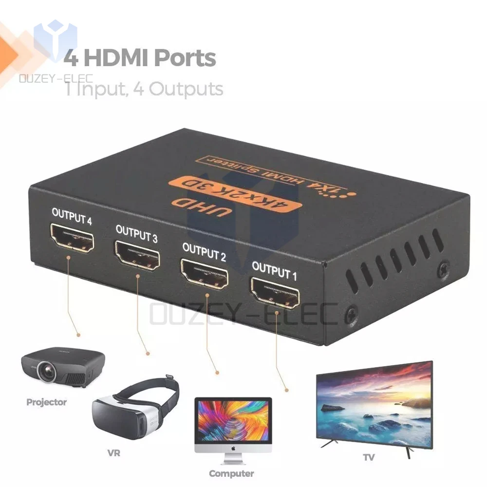 

4K HDMI-Compatible Splitter 1x4 Full Hd 1080p Video Switch Switcher 1 In 4 Out Amplifier Adapter For HDTV STV DVD Projector