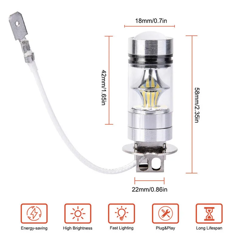 2 шт. Автомобильные противотуманные лампы 100 Вт 2828 лм