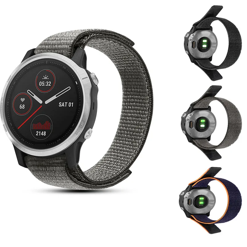 Ремешок нейлоновый для наручных часов Garmin Fenix 7/7S/7X/6X/6S/6 Pro/6X Sapphire/5X/5X Plus/5S/крючок и