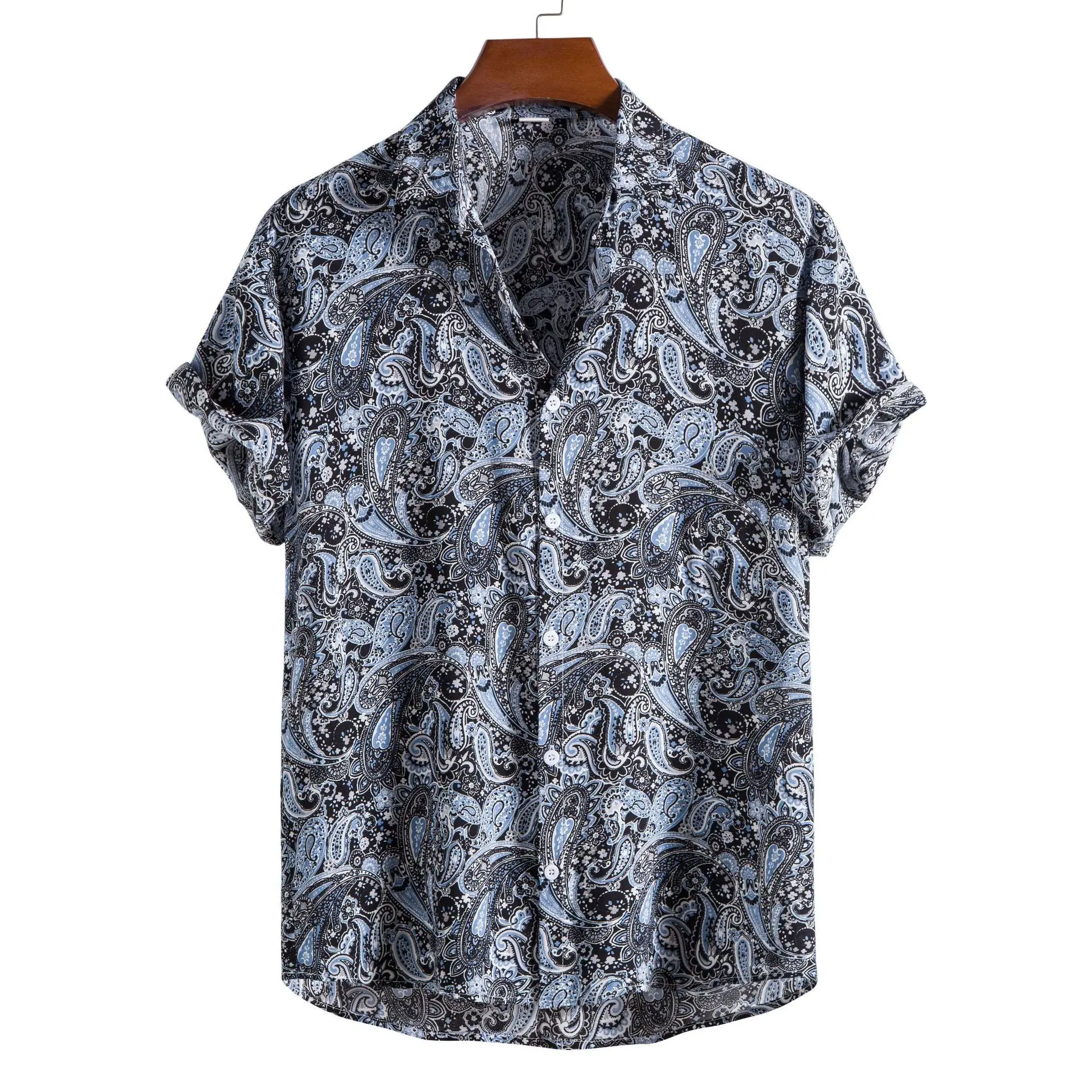

Men's Fashion Summer Shirts Hawaiian Print Casual Blouse Short Sleeve Beach Tops Men S-2XL