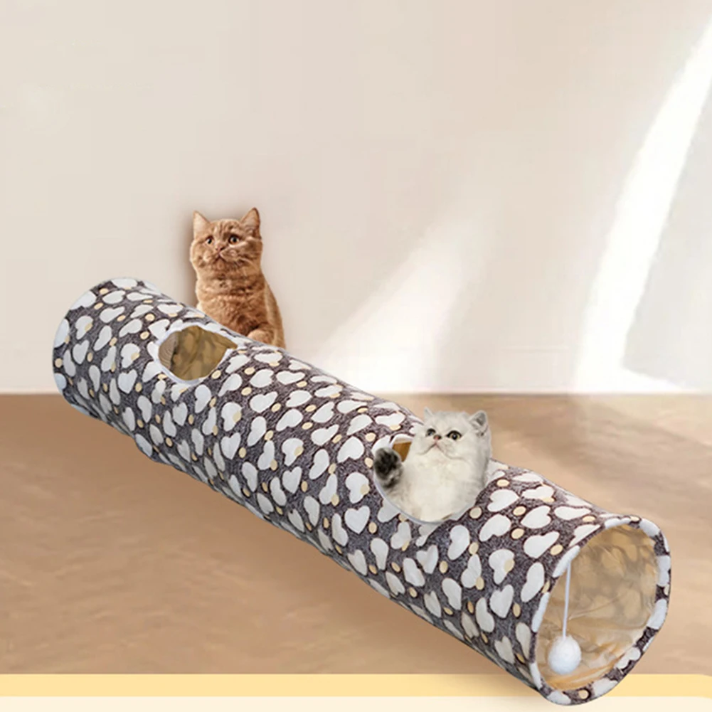 

Pet Hiding Training Toys Luminous Cat Tunnel Collapsible Self-Glowing Rabbits Kittens Small Dogs Game Play Tube with Plush Ball