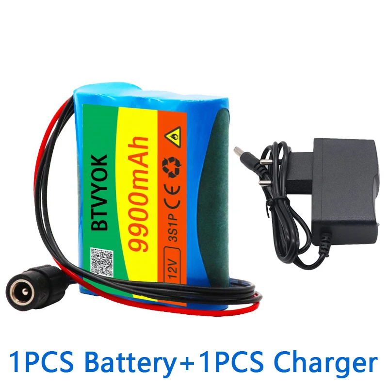

100% original 18650 battery 3S1P 12V 9900mAh rechargeable lithium battery pack with charging protection board and charger