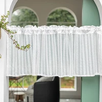 valance short window curtain white sheer rod pocket kitchen curtains romatic jacquard w150xl50cm modern style solid valances