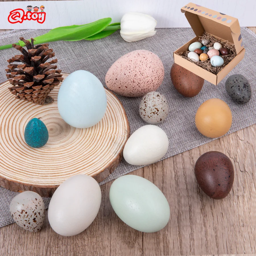 

12 шт., деревянные игрушки-яйца для детей