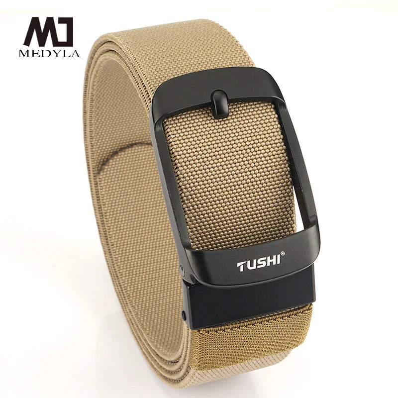 

Мужской тканевый ремень MEDYLA, плетеный эластичный ремень с пряжкой, Молодежные штаны с индивидуальным поясом, черный дышащий ремень с пряжкой BLL325