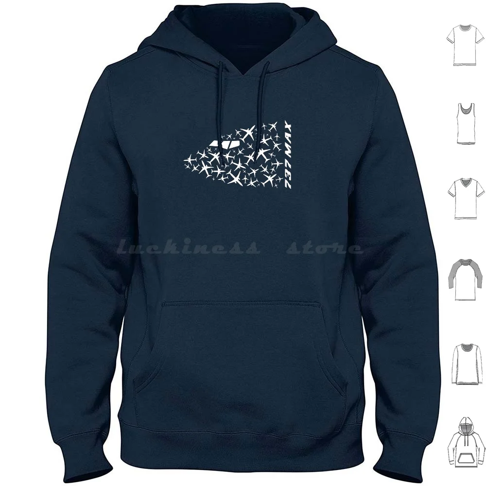 

737 Max Hoodies Long Sleeve Boeing Airplane Airport Aviation Aeroplane 707 717 727 737 747 757 767 787 777 Silhouettes