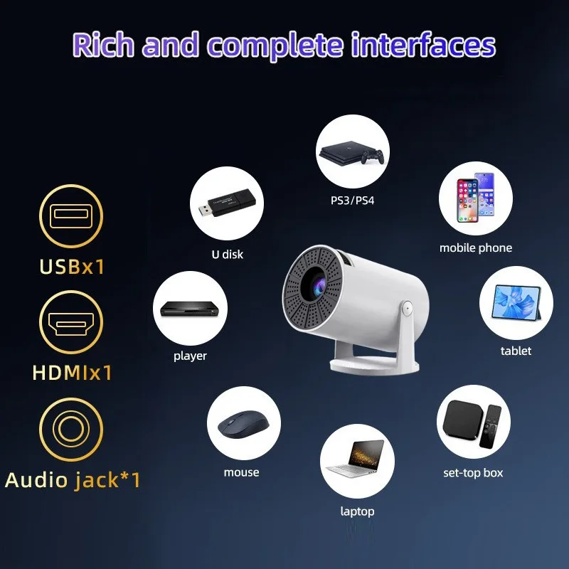 Фото Мини-портативный проектор HY300Pro HD, беспроводной, для дома и улицы №1