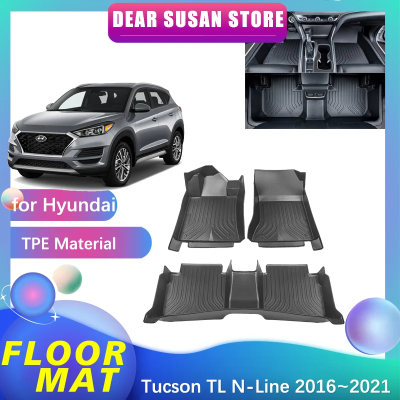 

Car Floor Mat for Hyundai Tucson TL SE N-Line 2016~2021 Panel Foot Auto Part TPE Liner Carpet Pad Custom Cover Rug Accessories