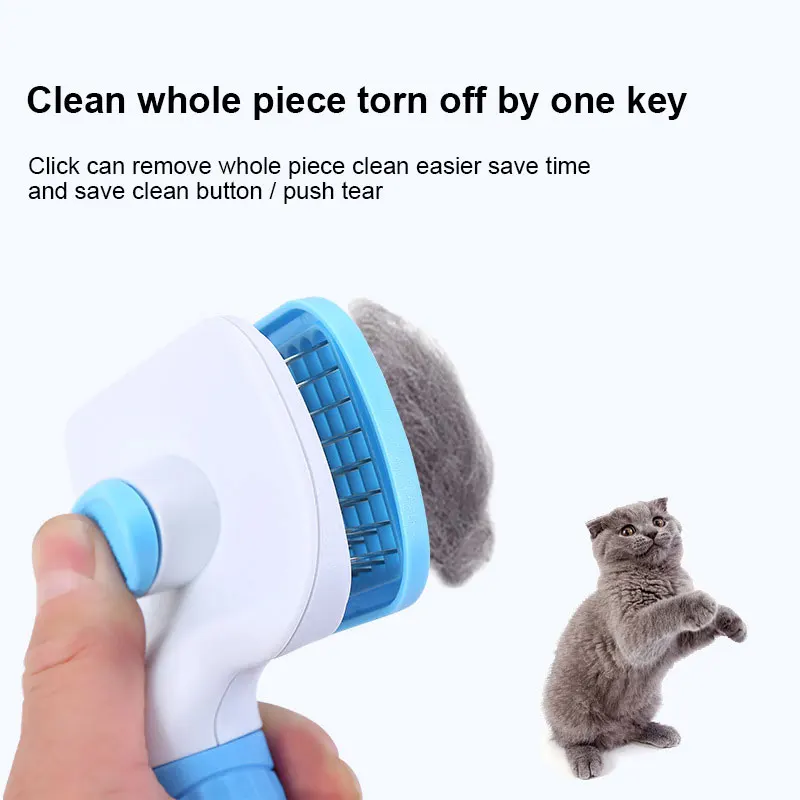 

1PC Pet Cleaning Comb Curved Needle Button Detachment Dog Cat Dead Hair Float Hairbrush Self-cleaning Brush Pet Grooming Tools