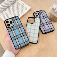 ins fashion plaid cute grids phone cases for iphone 13 12 11 pro max xr xs max 8 x 7 se 2020 lady girl anti drop soft cover
