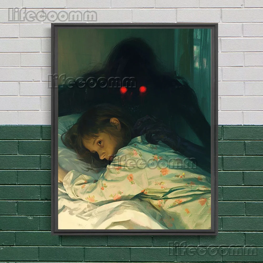 

Винтажная картина "Жуткая девушка и призрак"