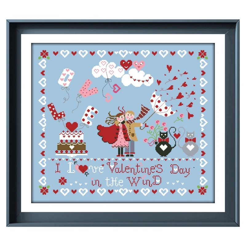 

Набор для вышивки крестиком «I love rainy days», хлопковая нить 18ct 14ct 11ct, небесно-голубая вышивка на холсте «сделай сам»